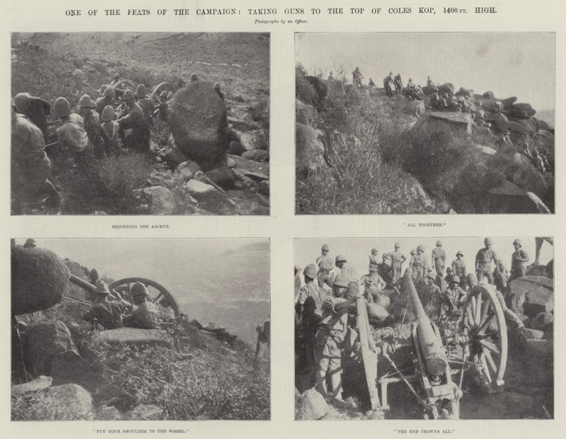 En av kampanjens bedrifter, att ta Guns till toppen av Coles Kop, 1400 fot högt av English Photographer