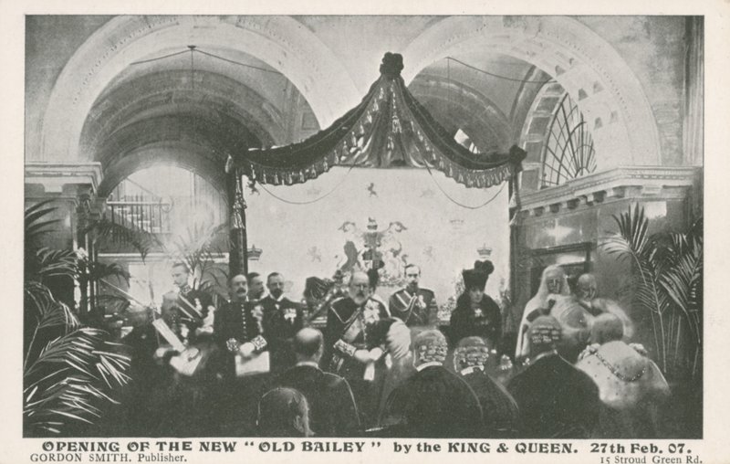 Invigning av Old Bailey av kungen och drottningen, 27 februari 1907 av English Photographer