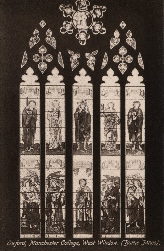 Oxford, Manchester College, West Window, Burne Jones (s/v foto) av English Photographer