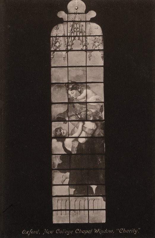 Oxford, New College Chapel Window, Charity (s/v foto) av English Photographer