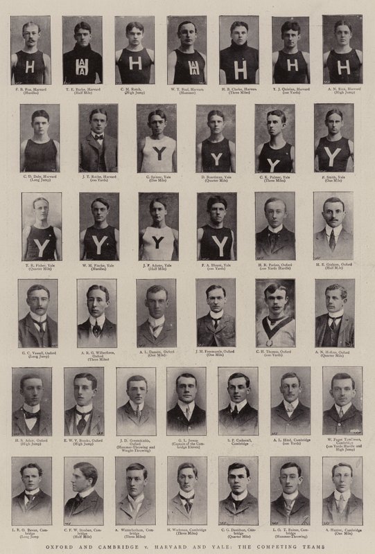 Oxford och Cambridge mot Harvard och Yale, de konkurrerande lagen av English Photographer