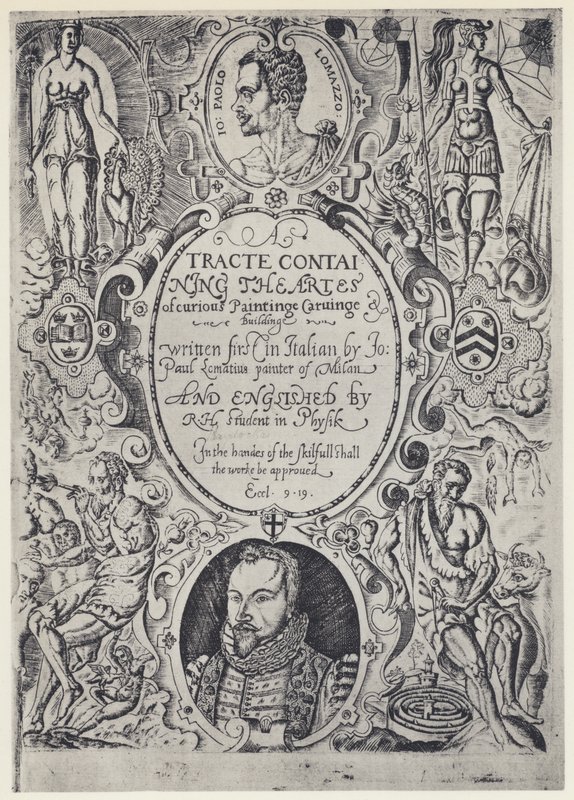 P Lomazzo, A Tracte containing the Artes of Cureous Paintinge, Tr R Haydock, J Barnes, Oxford 1598 (svartvitt foto) av English Photographer