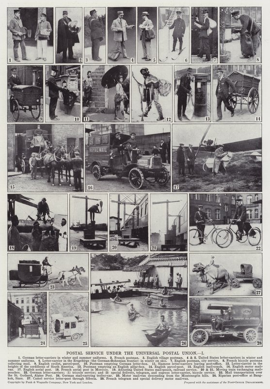 Postverket under Världspostföreningen, I (svartvitt foto) av English Photographer