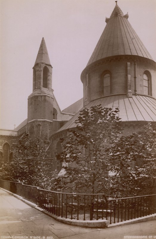 Vykort med norra sidan av Temple Church av English Photographer