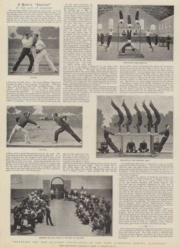 Förbereder för militärturneringen på Arméns Gymnastikskola, Aldershot av English Photographer