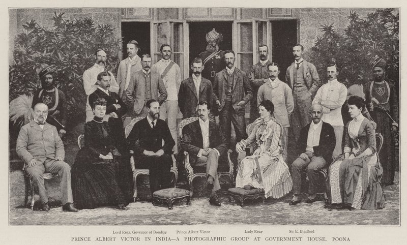 Prins Albert Victor i Indien, en fotografisk grupp vid Government House, Poona av English Photographer