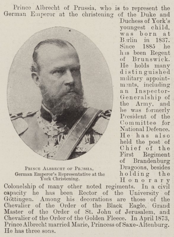 Prins Albrecht av Preussen, tysk kejsarrepresentant vid dopet i York av English Photographer