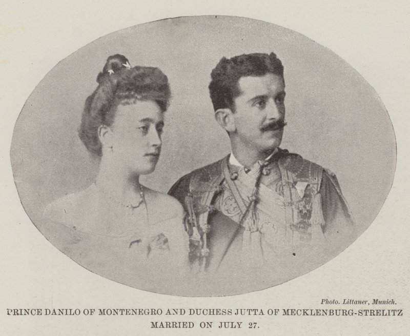 Prins Danilo av Montenegro och hertiginnan Jutta av Mecklenburg-Strelitz gifte sig den 27 juli av English Photographer