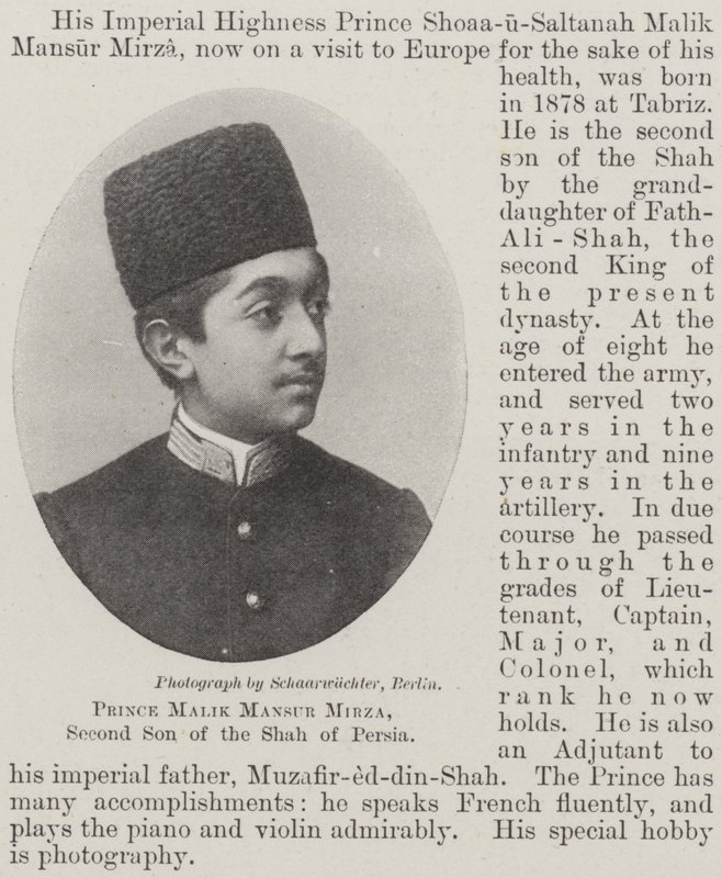 Prins Malik Mansur Mirza, andra son till Shahen av Persien av English Photographer