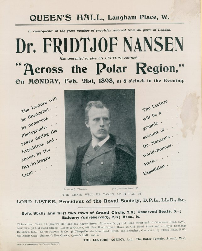 Program för Dr Fridtjof Nansen föreläsning, Across the Polar Region av English Photographer