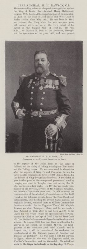 Konteramiral H M Rawson, CB, befälhavare för straffexpeditionen till Benin av English Photographer