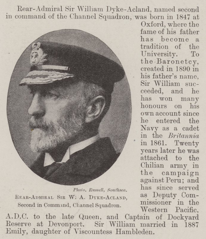 Konteramiral Sir W A Dyke-Acland, andra i befälet, Channel Squadron av English Photographer