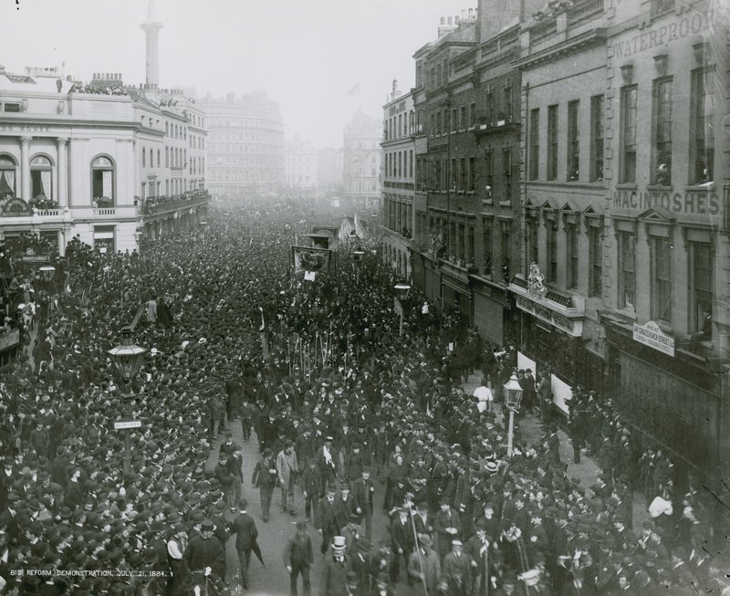 Reformdemonstration, 21 juli 1884, fotografi av English Photographer
