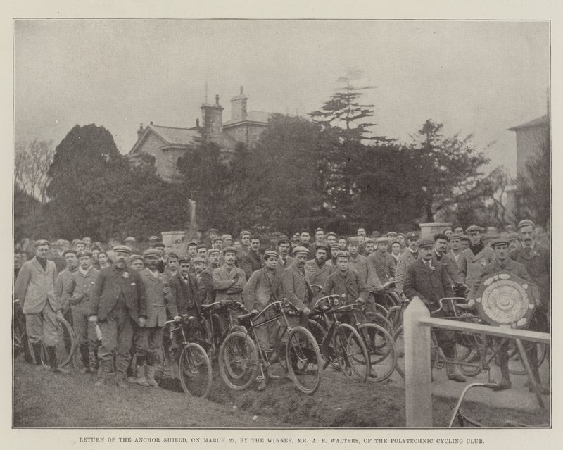 Return of the Anchor Shield, den 23 mars, av vinnaren, Mr A E Walters, från Polytechnic Cycling Club av English Photographer