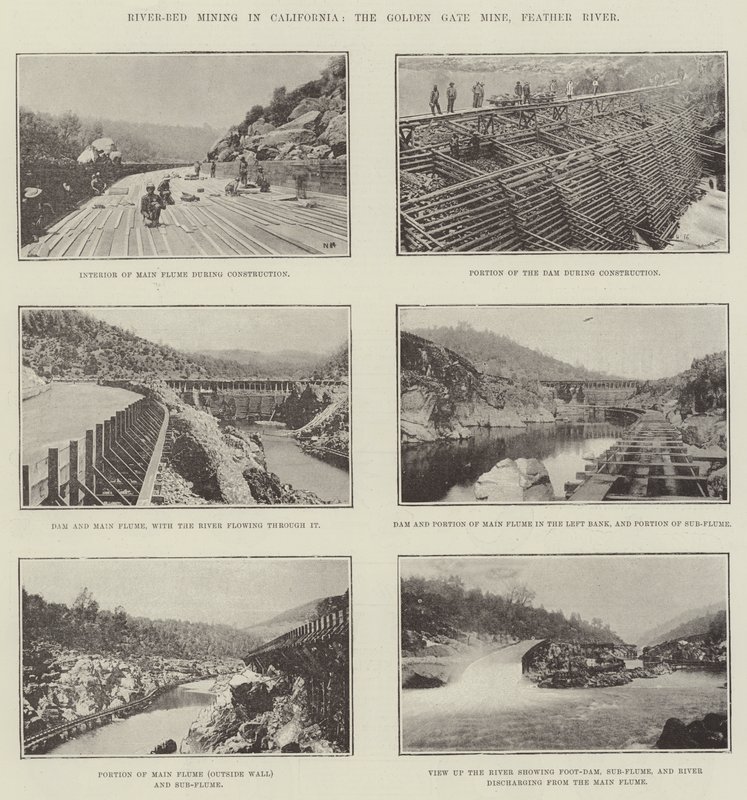 River-Bed Mining i Kalifornien, Golden Gate-gruvan, Feather River av English Photographer
