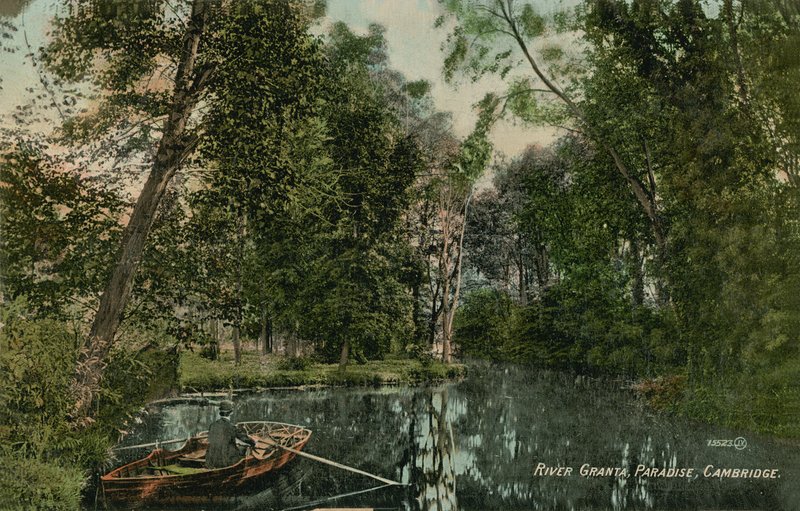 River Granta, Paradise, Cambridge. Vykort skickat 1913. av English Photographer