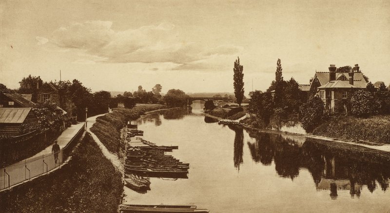 Floden Wye från bron, Hereford (svartvitt foto) av English Photographer