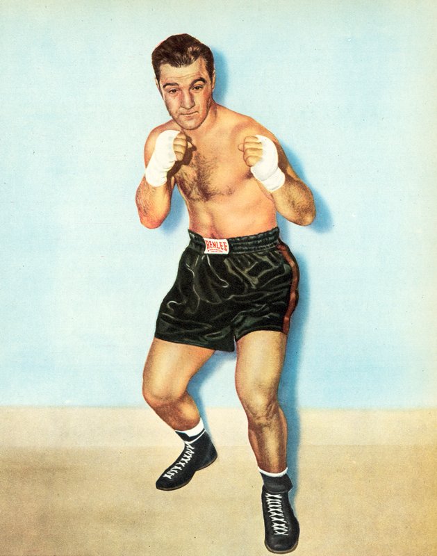 Rocky Marciano, världens mästare i tungviktsboxning, obesegrad i fyrtioåtta professionella slagsmål (foto) av English Photographer