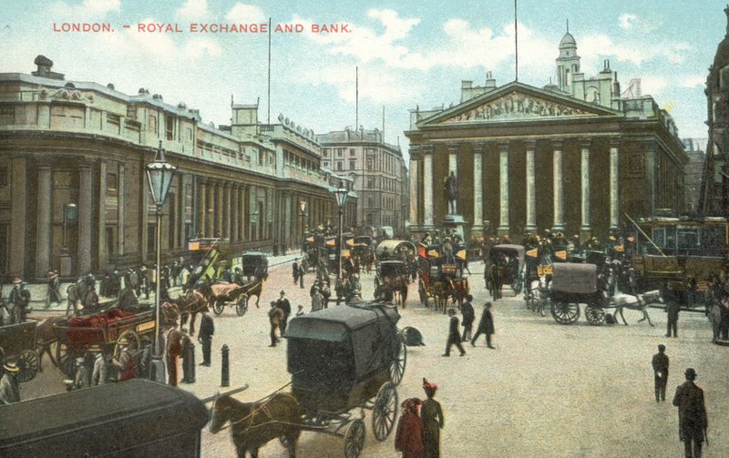 Royal Exchange och Bank of England, City of London (foto) av English Photographer