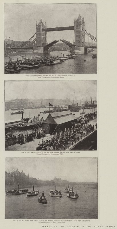 Scener vid öppningen av Tower Bridge av English Photographer