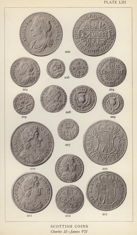 Skotska mynt, Charles II, James VII (s/v foto) av English Photographer