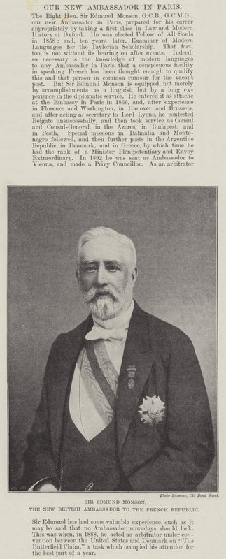 Sir Edmund Monson, den nya brittiska ambassadören i den franska republiken av English Photographer