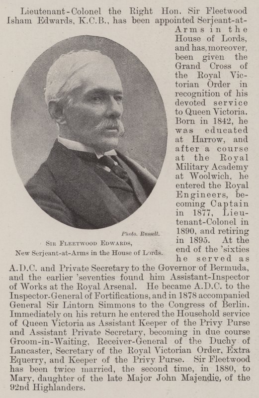 Sir Fleetwood Edwards, New Serjeant-at-Arms i House of Lords av English Photographer