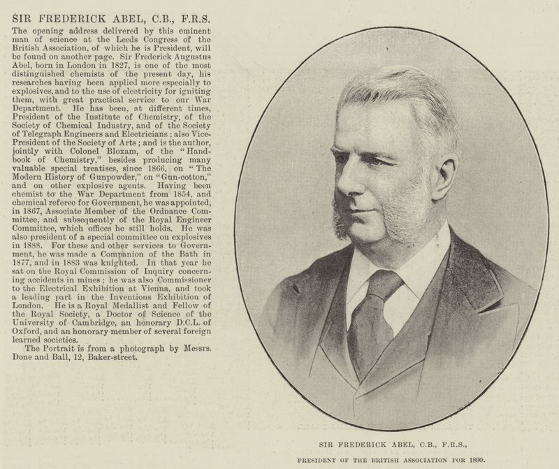 Sir Frederick Abel, CB, FRS, ordförande för British Association för 1890 av English Photographer