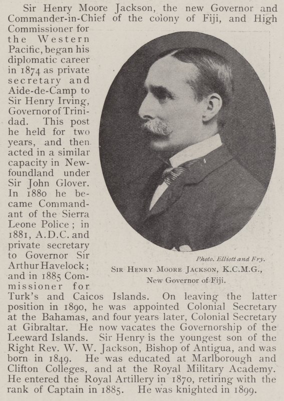 Sir Henry Moore Jackson, KCMG, ny guvernör i Fiji av English Photographer