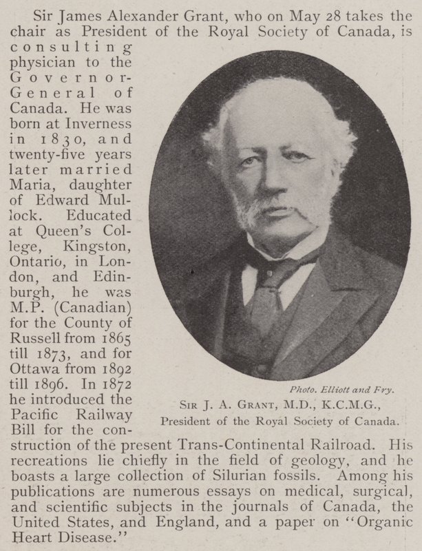 Sir J A Grant, MD, KCMG, ordförande för Royal Society of Canada av English Photographer