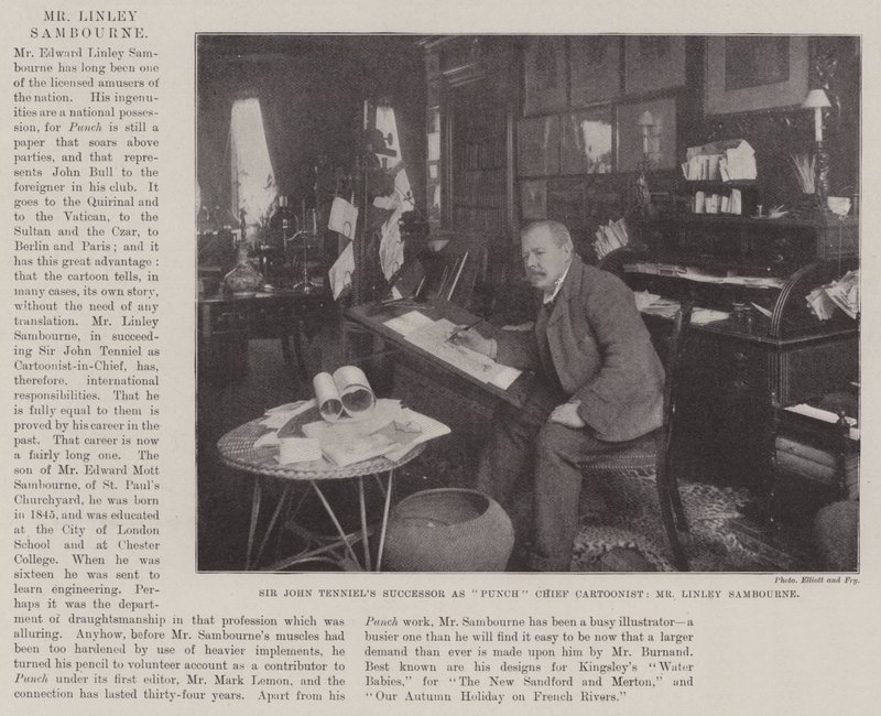 Sir John Tenniels efterträdare som Punch Chief Cartoonist, Mr Linley Sambourne av English Photographer