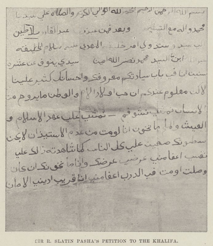 Sir R Slatin Pashas petition till Khalifa av English Photographer