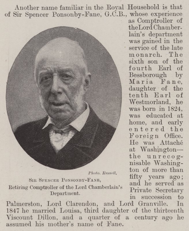 Sir Spencer Ponsonby-Fane, avgående kontrollör vid Lord Chamberlains Department av English Photographer