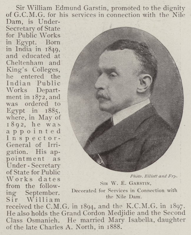 Sir W E Garstin, dekorerad för tjänster i anslutning till Nildammen av English Photographer