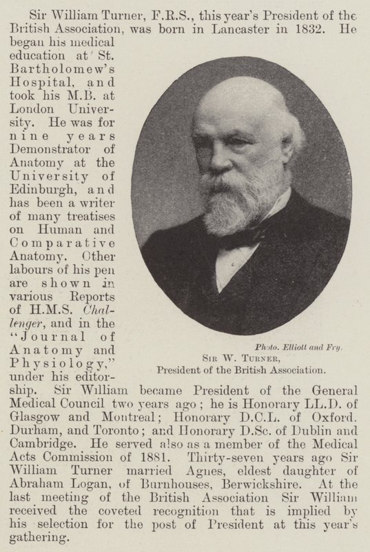 Sir W Turner, ordförande för British Association av English Photographer