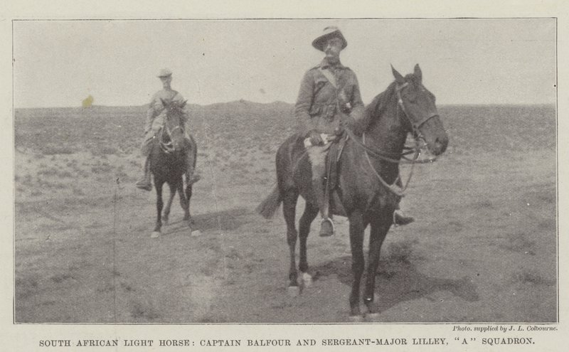 Sydafrikansk lätt häst, kapten Balfour och sergeant-major Lilley, en skvadron av English Photographer