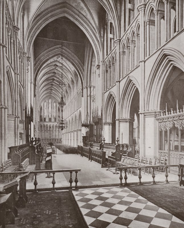 Southwark Cathedral, Choir and Nave, med utsikt mot väster av English Photographer