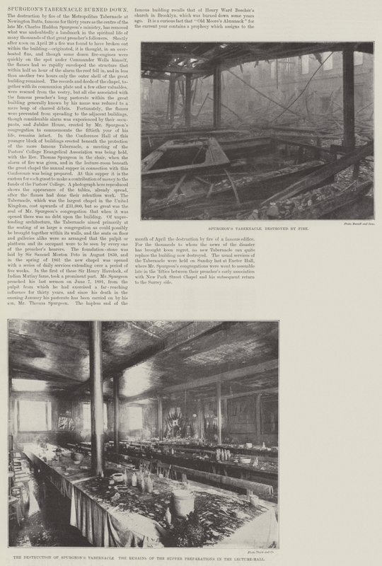 Spurgeons Tabernacle brann ner av English Photographer