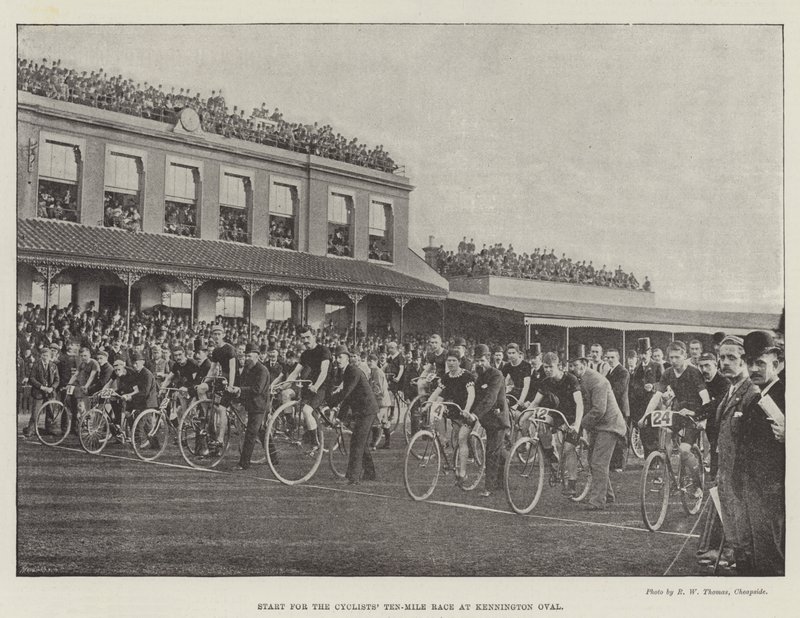 Start för Cyclists Ten-Mile Race på Kennington Oval av English Photographer