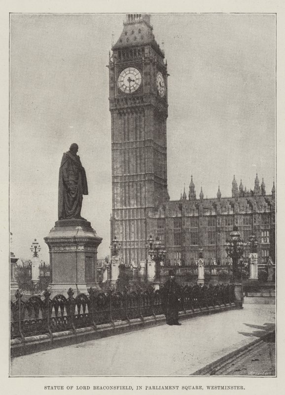 Staty av Lord Beaconsfield, på Parliament Square, Westminster av English Photographer