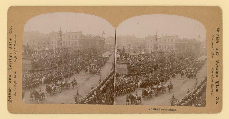 Stereografiskt tryck av Queen Victorias Diamond Jubilee av English Photographer