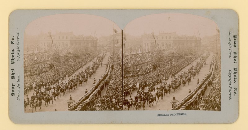 Stereoskopiskt tryck av drottning Victorias diamantjubileum, 28 juni 1897 av English Photographer