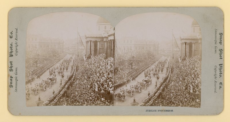 Stereoskopiskt tryck av drottning Victorias diamantjubileum, 28 juni 1897 av English Photographer