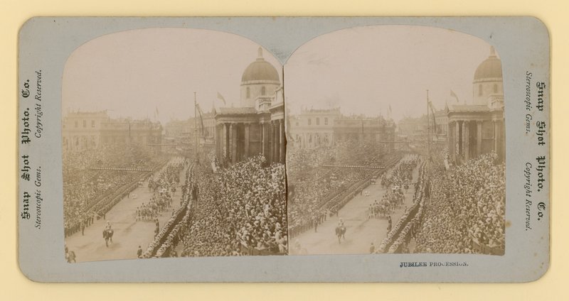 Stereoskopiskt tryck av drottning Victorias diamantjubileum, 28 juni 1897 av English Photographer