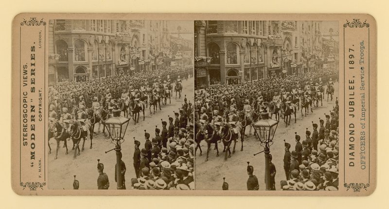 Stereoskopiskt tryck av drottning Victorias diamantjubileum, 28 juni 1897 av English Photographer