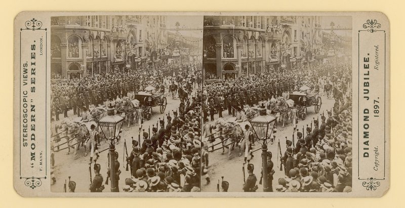 Stereoskopiskt tryck av drottning Victorias diamantjubileum, 28 juni 1897 av English Photographer