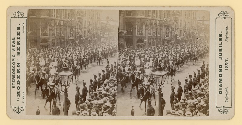 Stereoskopiskt tryck av drottning Victorias diamantjubileum, 28 juni 1897 av English Photographer