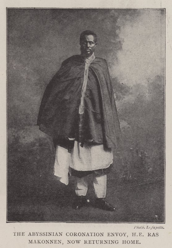 Abessiniens kröningssändebud, HE Ras Makonnen, återvänder nu hem, 1902 av English Photographer