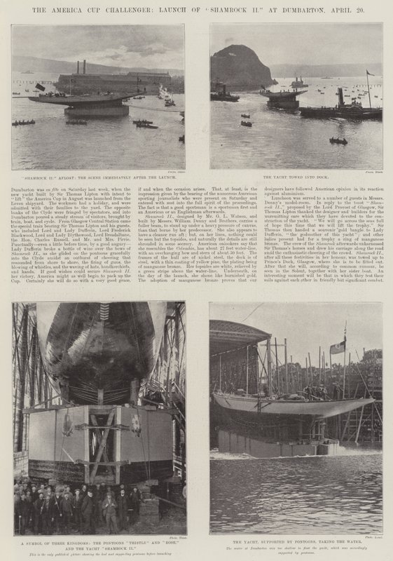 America Cup Challenger, lansering av Shamrock II i Dumbarton, 20 april av English Photographer