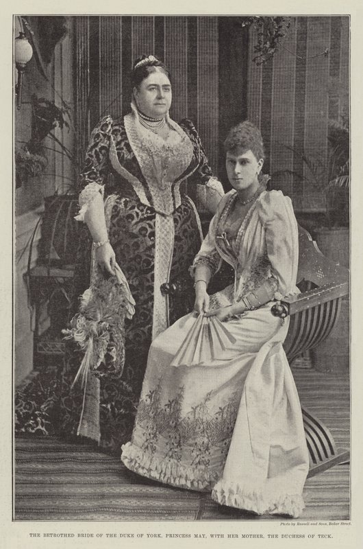 Hertigen av Yorks trolovade brud, prinsessan May, med sin mor, hertiginnan av Teck av English Photographer